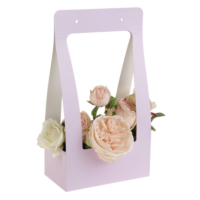 Переноска для цветов, "Сумка", сиреневый 22 х 11 х 39 см