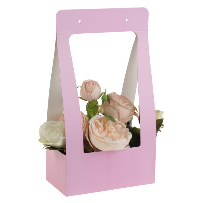 Переноска для цветов, "Сумка", розовый 22 х 11 х 39 см