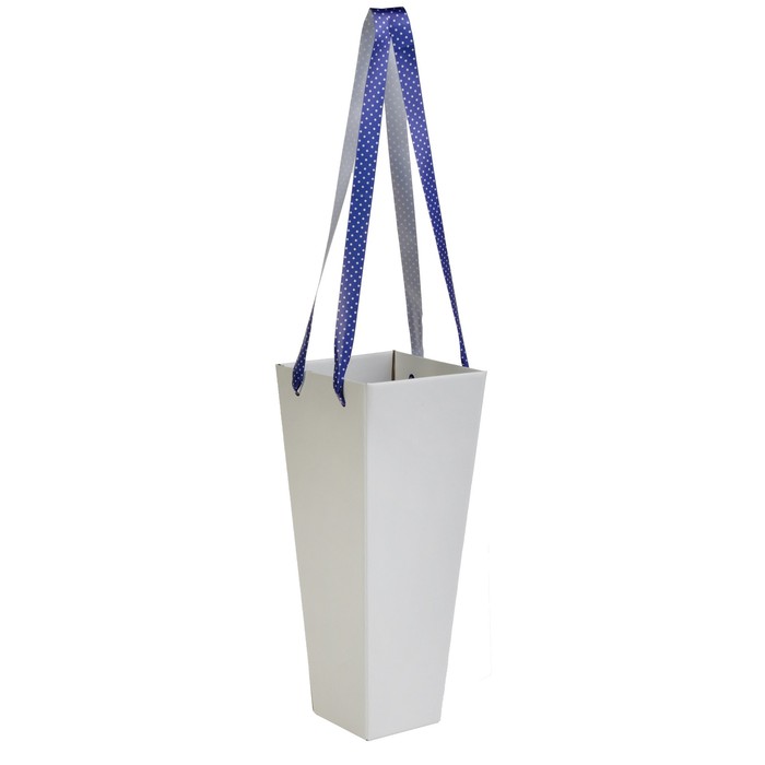 Переноска для цветов, "Трапеция высокая", однотонная , белый, 14 х 9 х 35 см