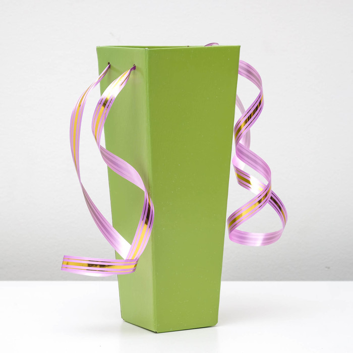 Переноска для цветов, "Трапеция высокая", однотонная , салатовый, 14 х 9 х 35 см