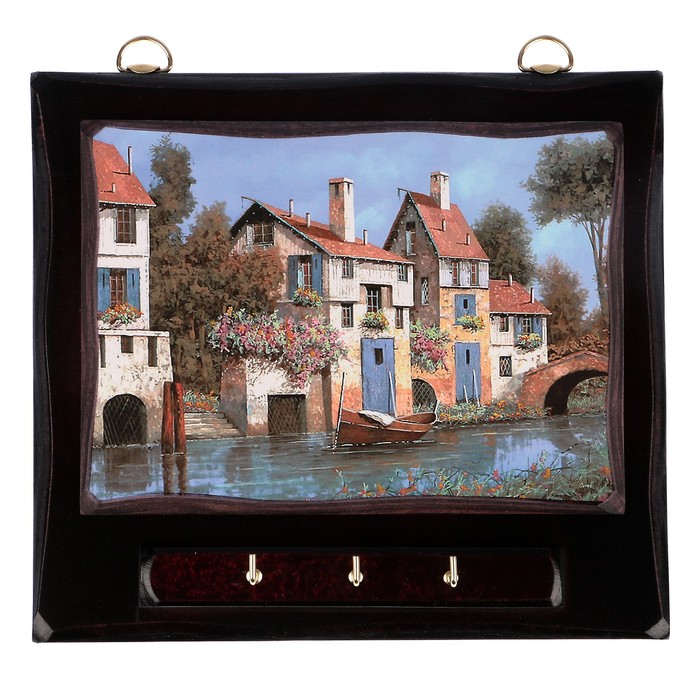 Ключница открытая "Город на реке" 18х18 см