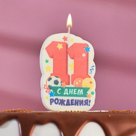 Свеча для торта цифра 'С Днём Рождения' '11' красная Ош