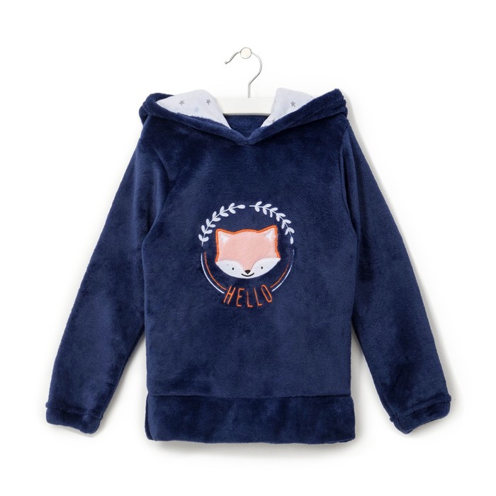 Джемпер детский с капюшоном KAFTAN "Fox" син, р-р 32, 100% п/э, велсофт