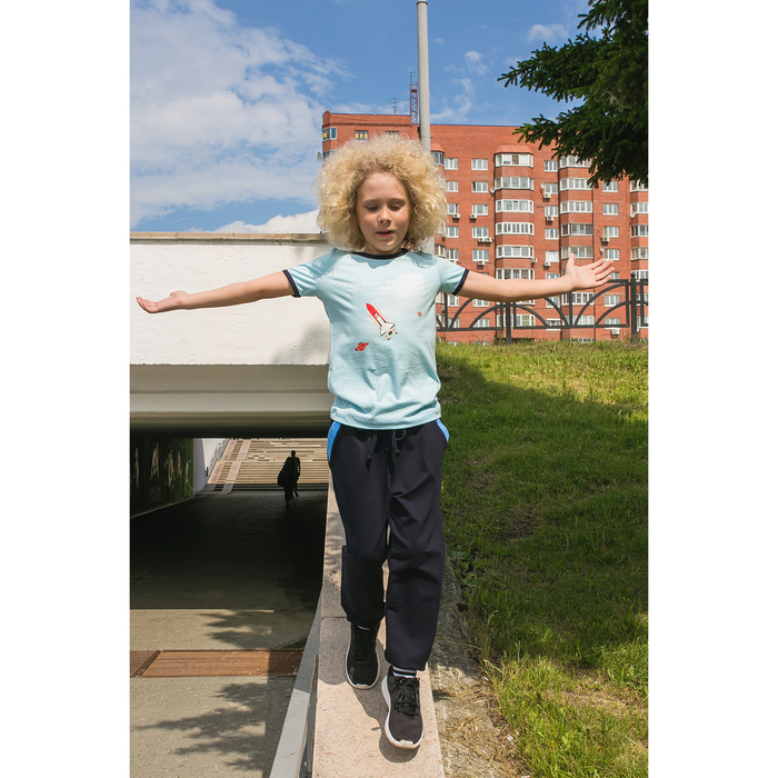 Брюки для мальчика MINAKU "Космос", рост 134-140 см, цвет тёмно-синий