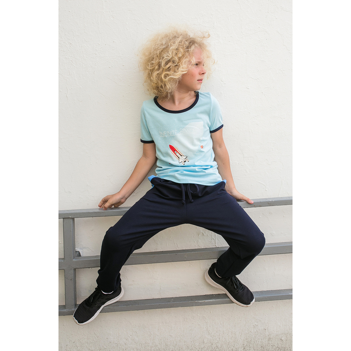 Брюки для мальчика MINAKU "Космос", рост 146-152 см, цвет тёмно-синий