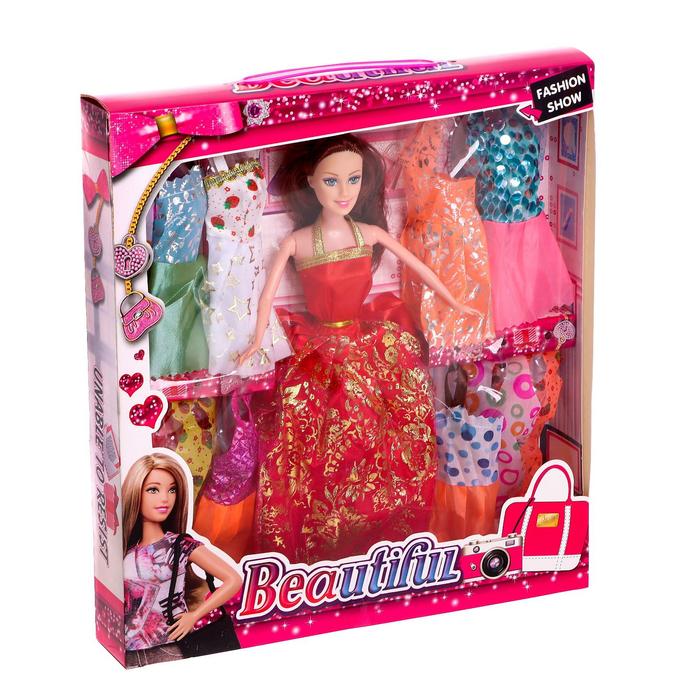 Кукла модель "Мария" с набором платьев и аксессуаров, МИКС