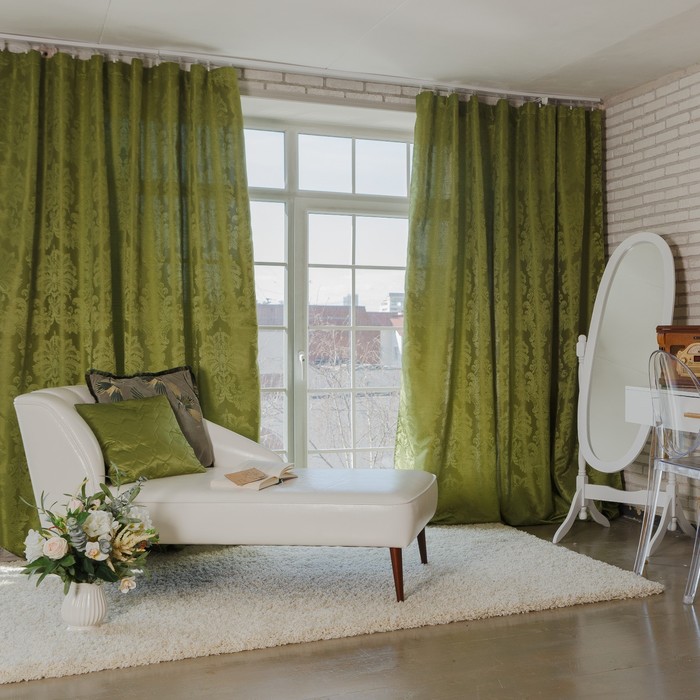 Штора портьерная "Этель" 130х280 см Дамаск CYPRESS, 100% п/э