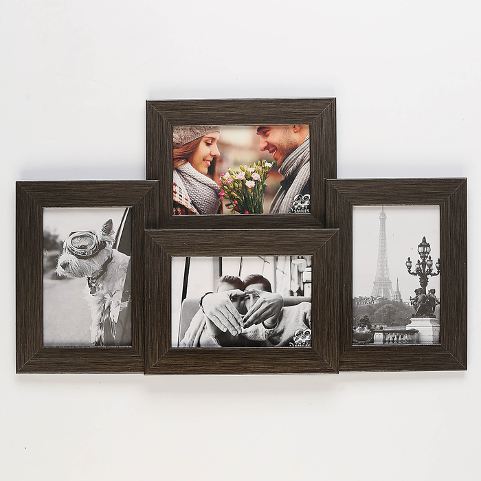 Фоторамка пластик Еллоу Фото мультирама Сталь (4 фото 10x15) с подставкой