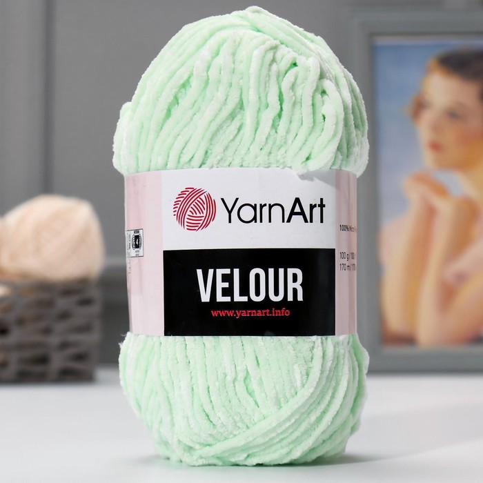 

Пряжа "Velour" 100% микрополиэстер 170м/100г (845 мята)