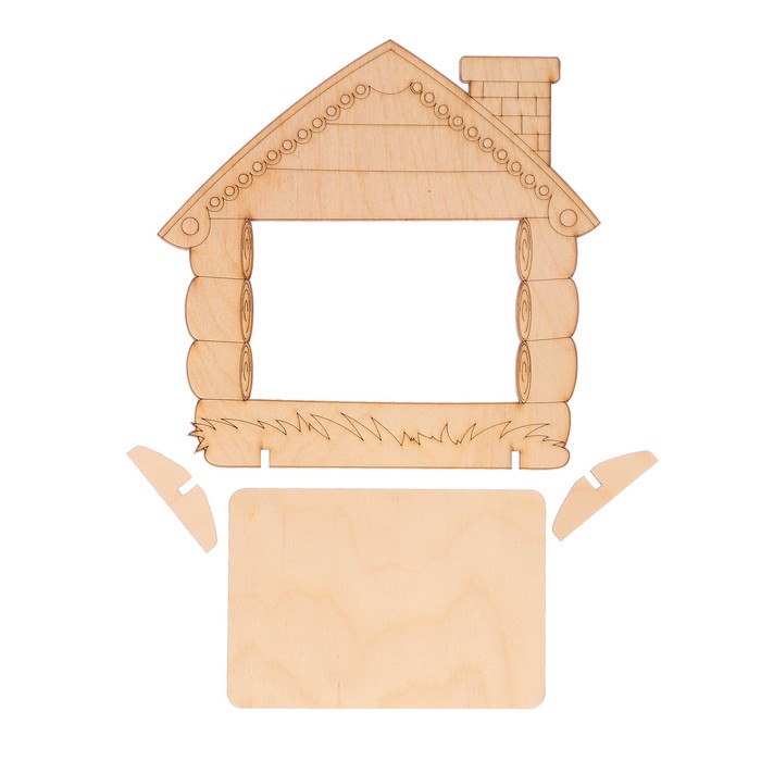Фоторамка из фанеры под роспись "Домик" (набор 4 детали) 24х23 см
