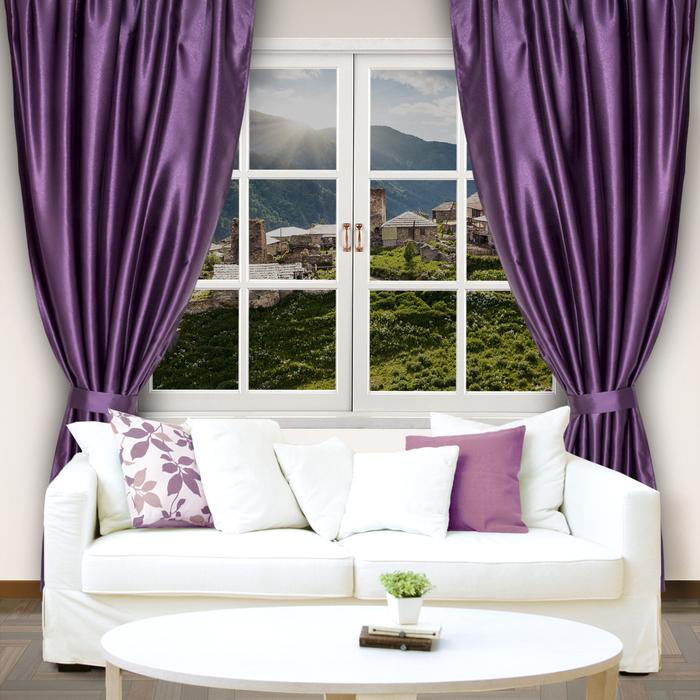 Штора портьерная "Этель" 135х260 см, цвет фиолетовый, сатен.100% п/э