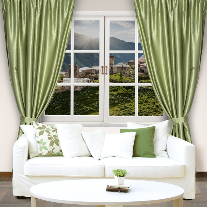 Штора портьерная "Этель" 135х260 см, цвет зелёный, сатен.100% п/э