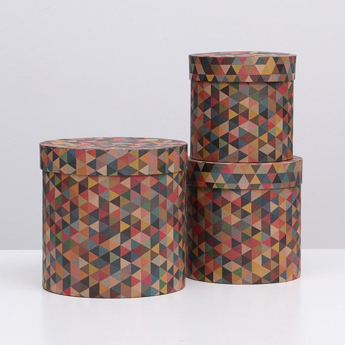 Набор круглых коробок 3в1 "Калейдоскоп", 20 х 20 х 20 - 15 х 15 х 15 см