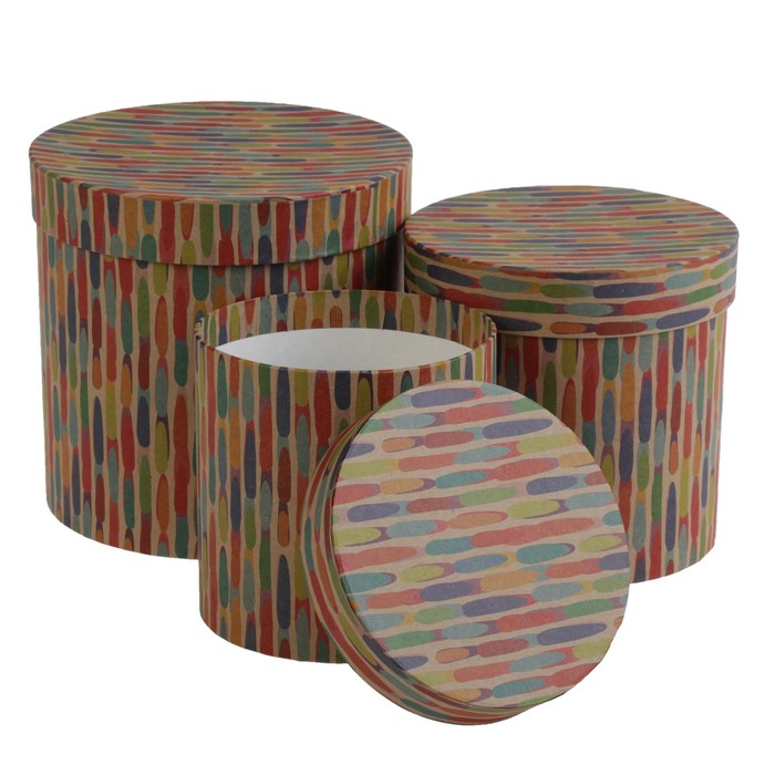 Набор коробок 3в1 "Разноцветные полосы", 20 х 20 х 20 - 15 х 15 х 15 см
