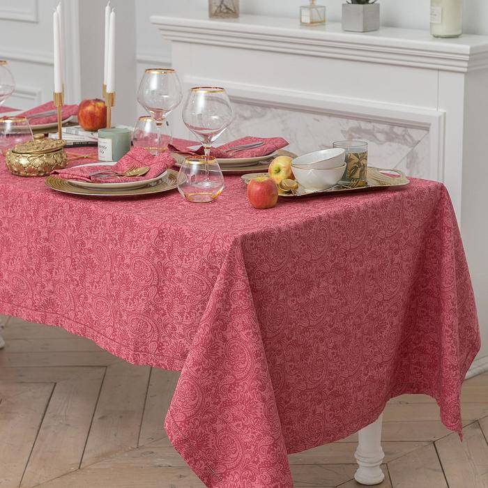 Набор столовый "Этель" Огурцы (вид2), цв.Бордо (скатерть 135х180, салф. 40х40 - 6 шт.), хл с ВМГО