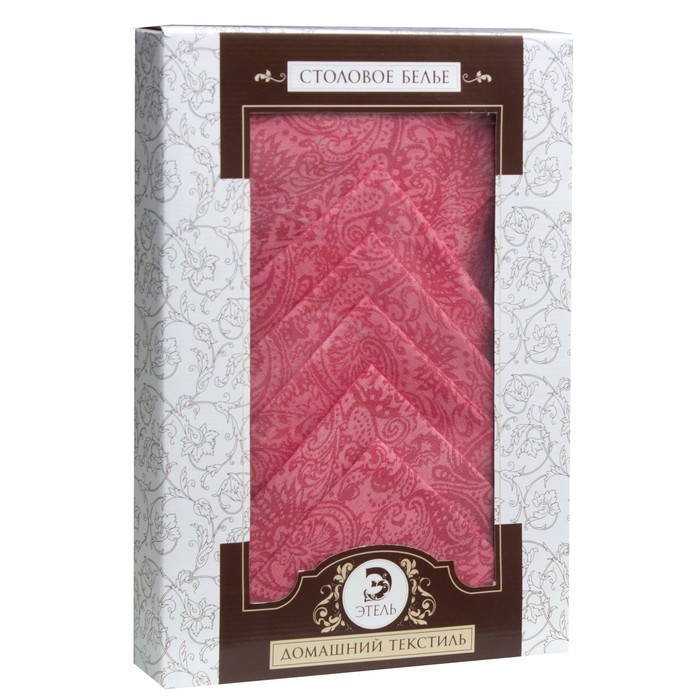 Набор столовый "Этель" Огурцы (вид2), цв.Бордо (скатерть 135х180, салф. 40х40 - 6 шт.), хл с ВМГО