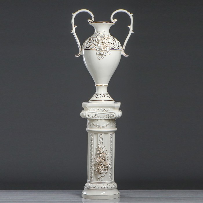 Ваза "Джульетта" на колонне белая,резка, лепка