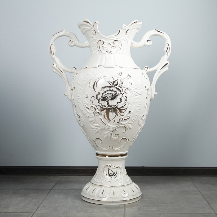 Ваза "Астория" большая белая, золото