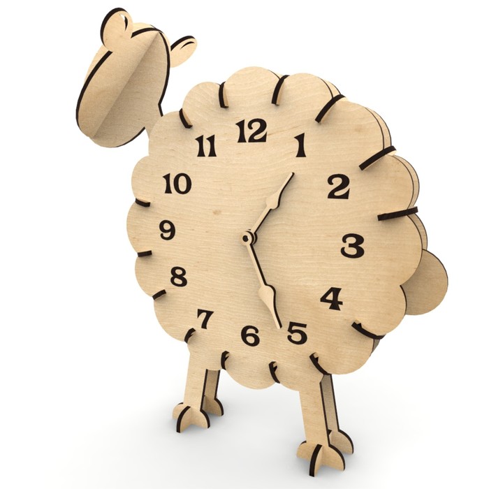 Часы сувенирные из фанеры "Овечка" набор 22 детали 26х28х3 см