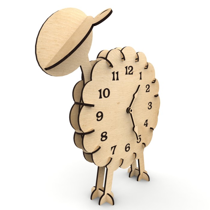 Часы сувенирные из фанеры "Овечка" набор 22 детали 26х28х3 см