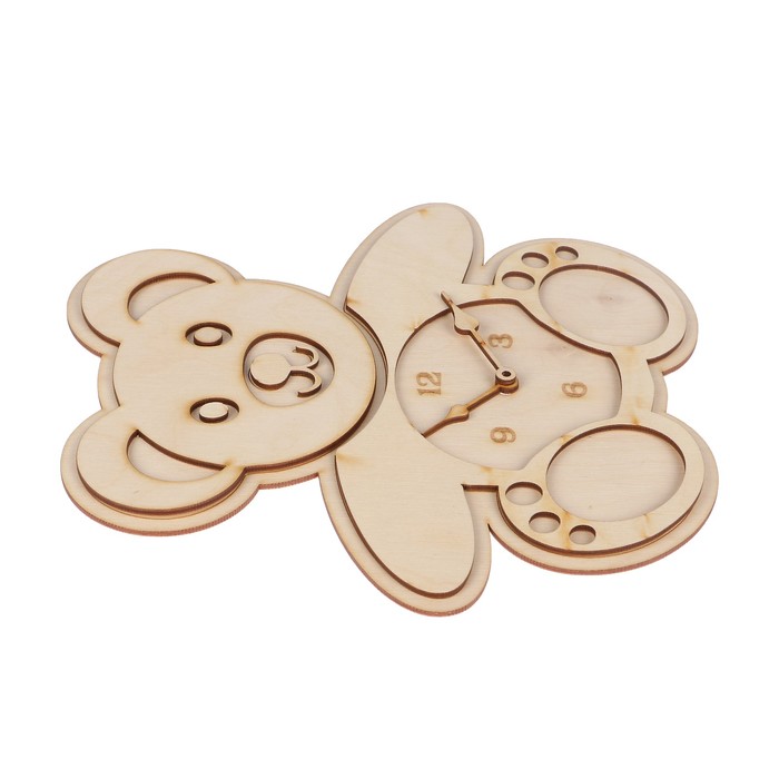 Часы сувенирные из фанеры "Мишка" набор 8 деталей 26х27х0, 6см