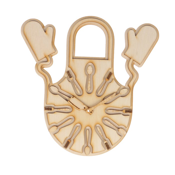 Часы сувенирные из фанеры "Фартук" набор 16 деталей 27х27х6 см