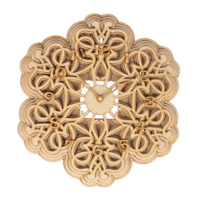 Часы сувенирные из фанеры "Кружевное настроение" набор 21 деталь 24х26х15 см