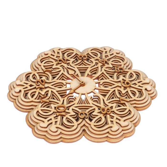 Часы сувенирные из фанеры "Кружевное настроение" набор 21 деталь 24х26х15 см