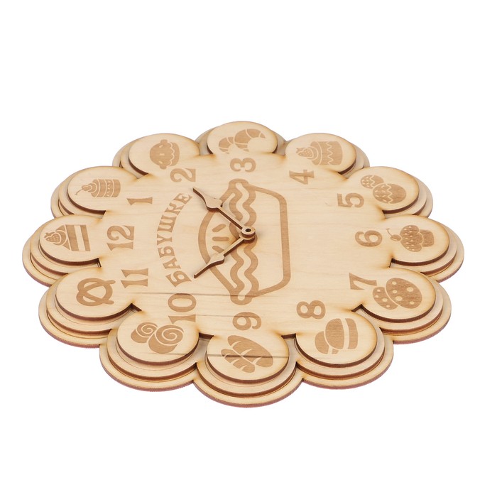 Часы сувенирные из фанеры "Бабушке" набор 5 деталей 27х27х9 см