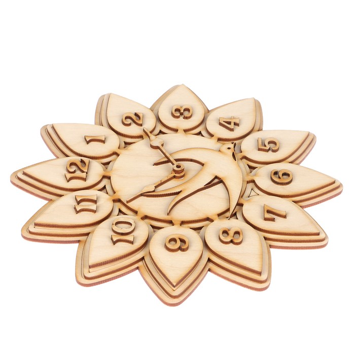 Часы сувенирные из фанеры "Ласточка" набор 21 деталь 25х25х12 см