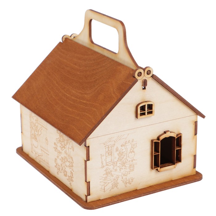 Чайный домик из фанеры "Волк и семеро козлят" 16,5х13,5х16,5 см