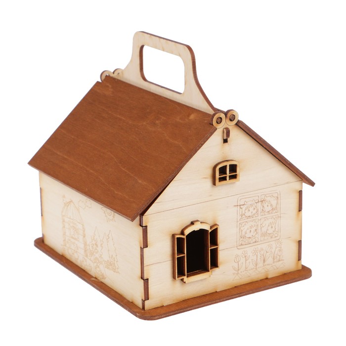 Чайный домик из фанеры "Волк и семеро козлят" 16,5х13,5х16,5 см