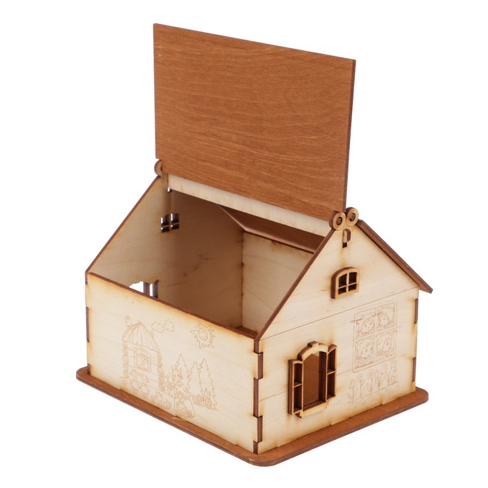 Чайный домик из фанеры "Волк и семеро козлят" 16,5х13,5х16,5 см