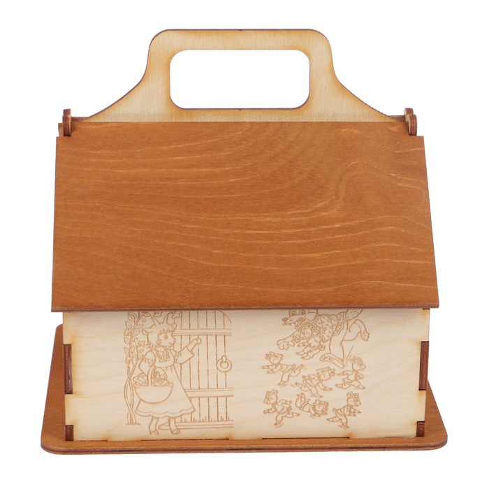 Чайный домик из фанеры "Волк и семеро козлят" 16,5х13,5х16,5 см