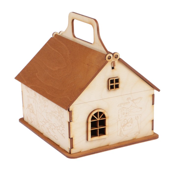 Чайный домик из фанеры "Гуси Лебеди" 16,5х13,5х16,5 см