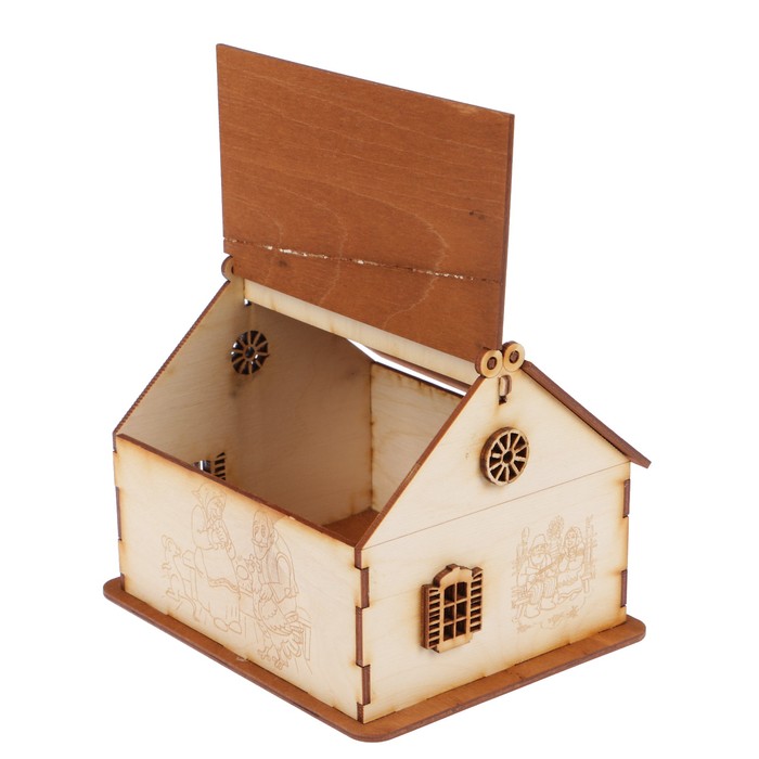Чайный домик из фанеры "Курочка Ряба" 16,5х13,5х16,5 см