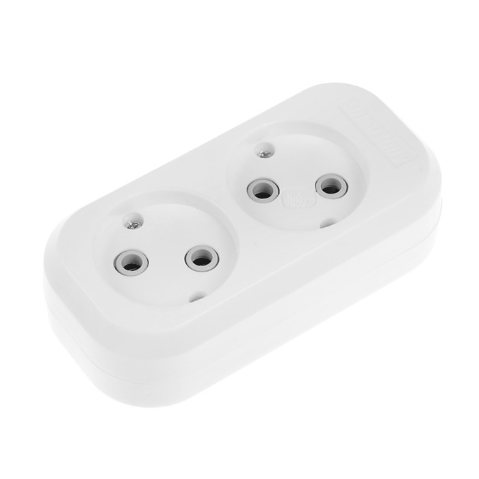 Колодка Smartbuy, 2 розетки, 2200 Вт, 10 А, без з/к, белая, SBE-10-2-00-N