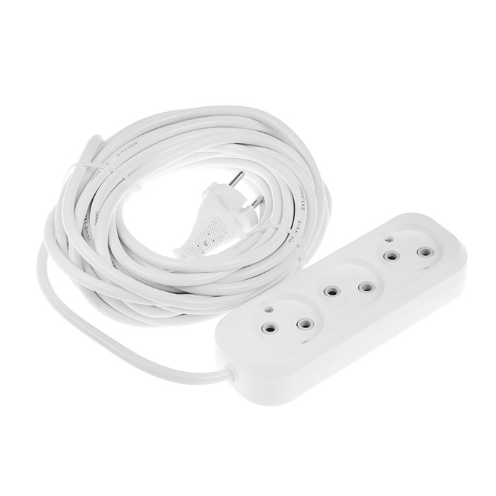 Удлинитель Smartbuy, 3 розетки, 10 м, 2200 Вт, 10 А, ПВС 3х1 , без з/к, SBE-10-3-10-N