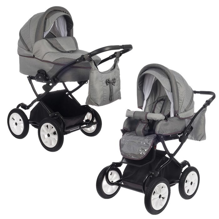 Коляска детская 2 в 1 «Колибри», цвет серый/паутинка белая R12
