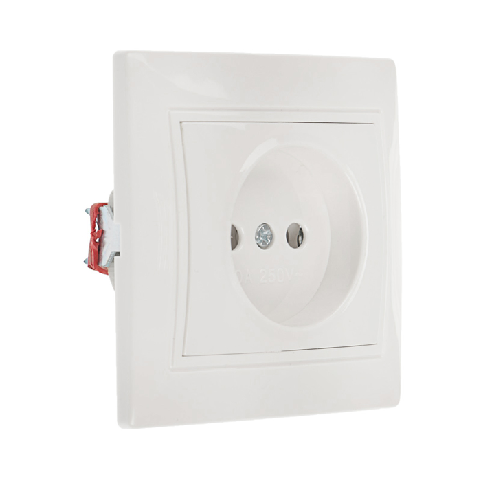 Розетка Smartbuy, серия "Венера", одноместная, керамика, 10  А, без з/к, белая