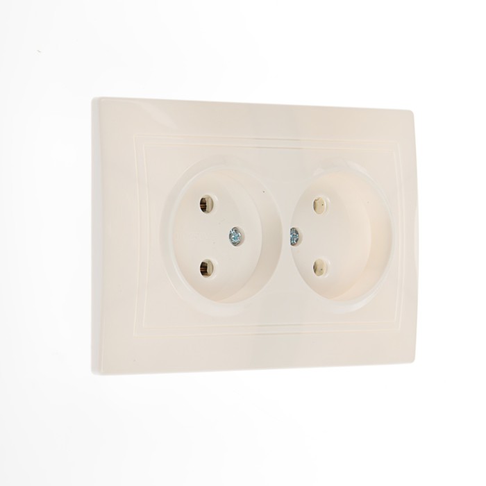 Розетка Smartbuy, серия "Венера", двухместная, керамика, 10  А , без з/к, белая