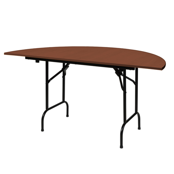 Складной полукруглый стол "Лидер 11", диаметр 750 мм, ножки чёрные, столешница орех