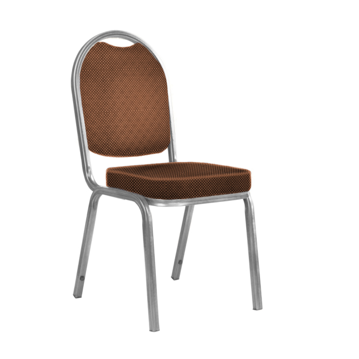 Банкетный стул "Азия" 25 мм, каркас серебро, обивка корона коричневая