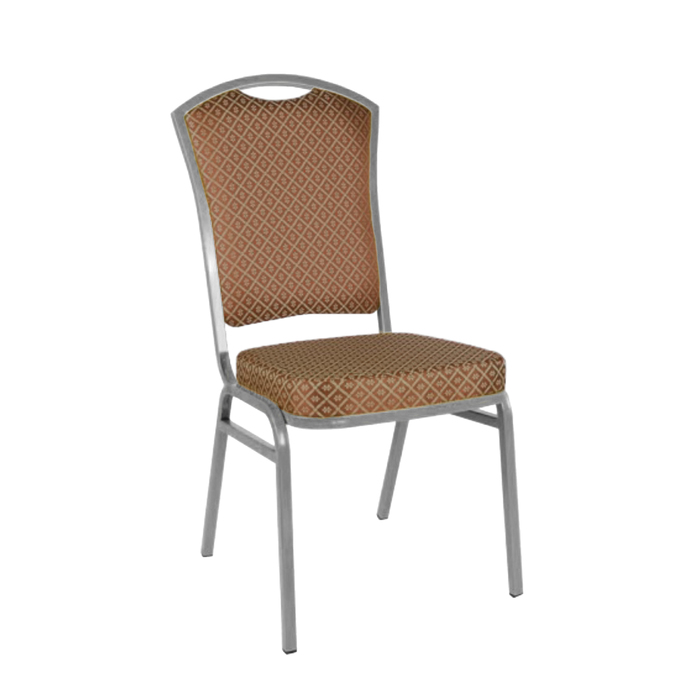 Банкетный стул "Патрик" 20 мм, каркас серебро, обивка ромб коричневый