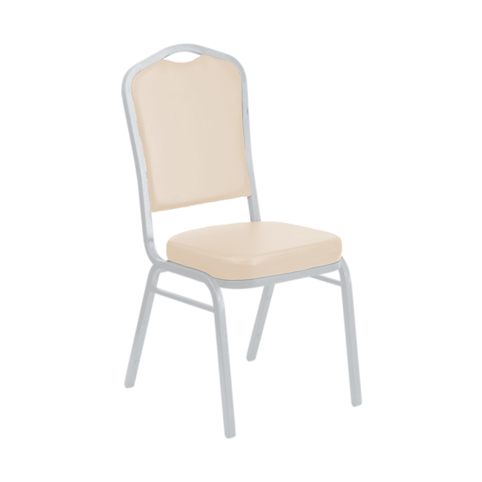 Банкетный стул 20 мм, каркас белый, обивка кожзам белый