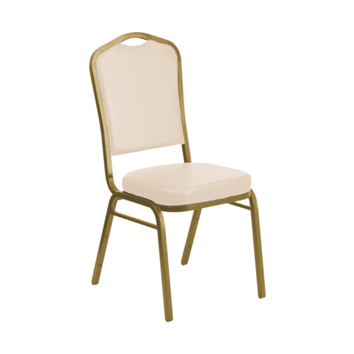 Банкетный стул 20 мм, каркас золото, обивка кожзам бежевый