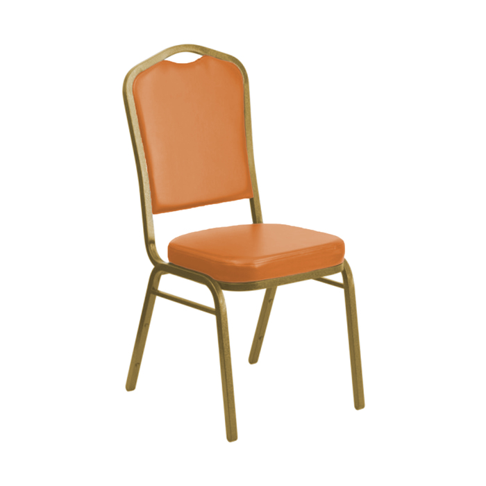 Банкетный стул 20 мм, каркас золото, обивка кожзам оранжевый