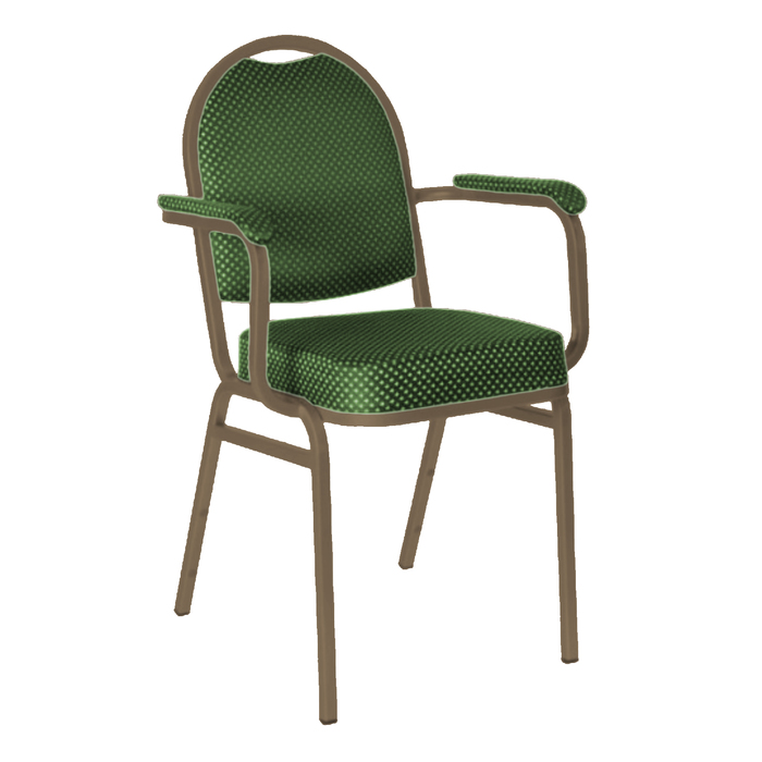 Банкетный стул "Азия" с подлокотниками 20 мм, каркас бронза, обивка корона зеленая
