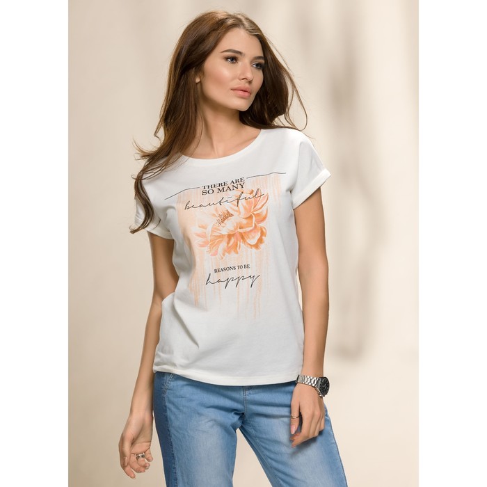 Футболка женская, размер XS, цвет молочный