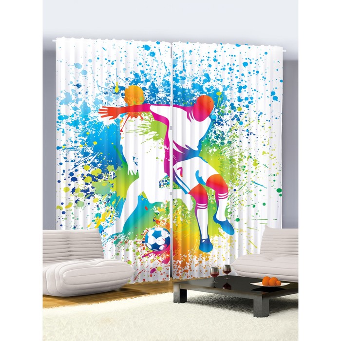Комплект фотоштор «Борьба футболистов», размер 290x265 см